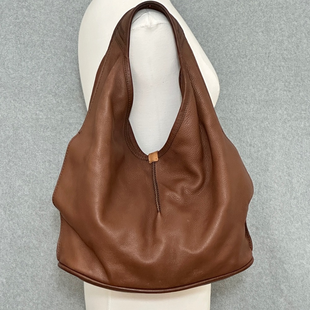 UGG Cognac Brown Pebbled Leather Slouchy Hobo Shoulder Bag Boho Cowgirl Western
